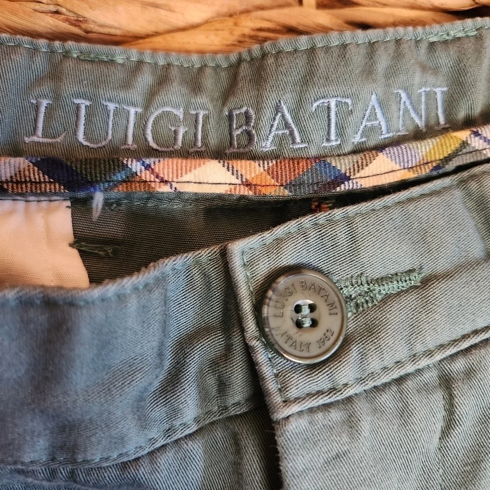 LUIGI BATANI ITALY MEN'S 100% COTTON CHINO PANT GREEN SIZE 32 ULTRA-SOFT EUC! - Picture 5 of 7